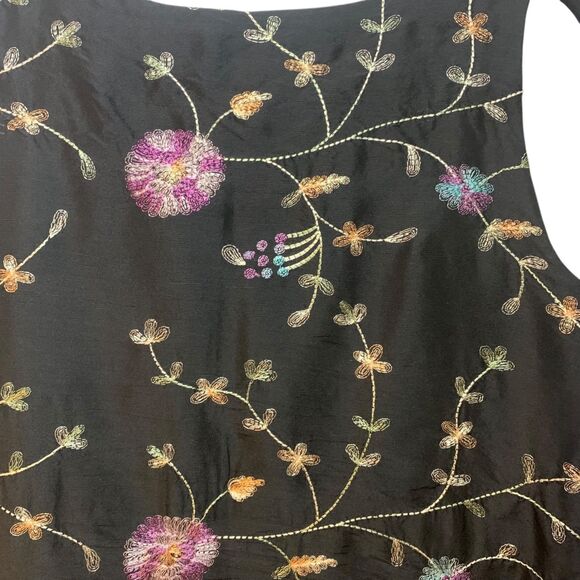 Anne Carson Womens Silk Sleeveless Floral Embroidered Top M Fairy Party Travel - Picture 6 of 6